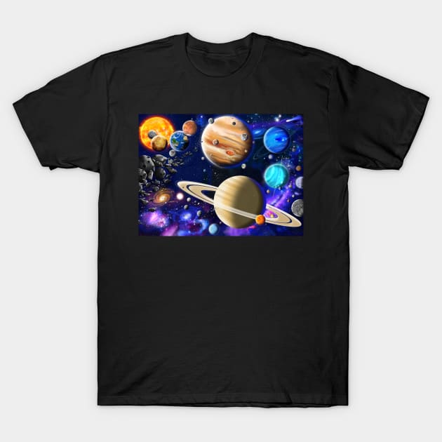 Planets of the Solar System T-Shirt by GeraldNewtonArt